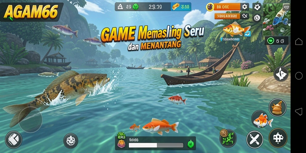 Tampilan gameplay AGAM66 dengan aksi memancing yang mendebarkan.