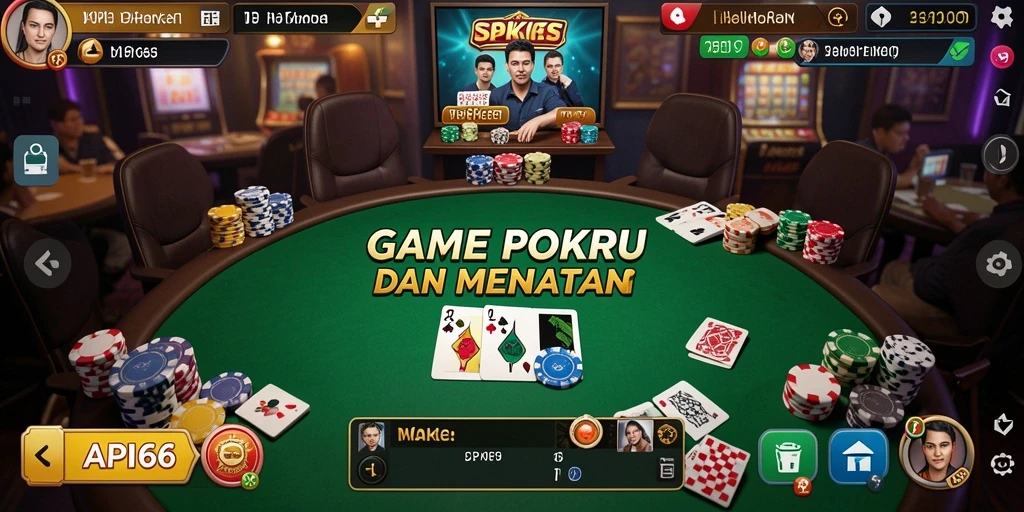 Screenshot API66 menunjukkan gameplay Poker yang mendebarkan dan interaktif.