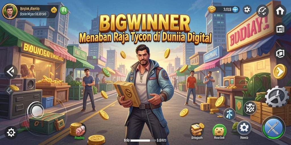 Tangkapan layar utama BIGWINNER yang menunjukkan gameplay Tycoon yang mendalam.