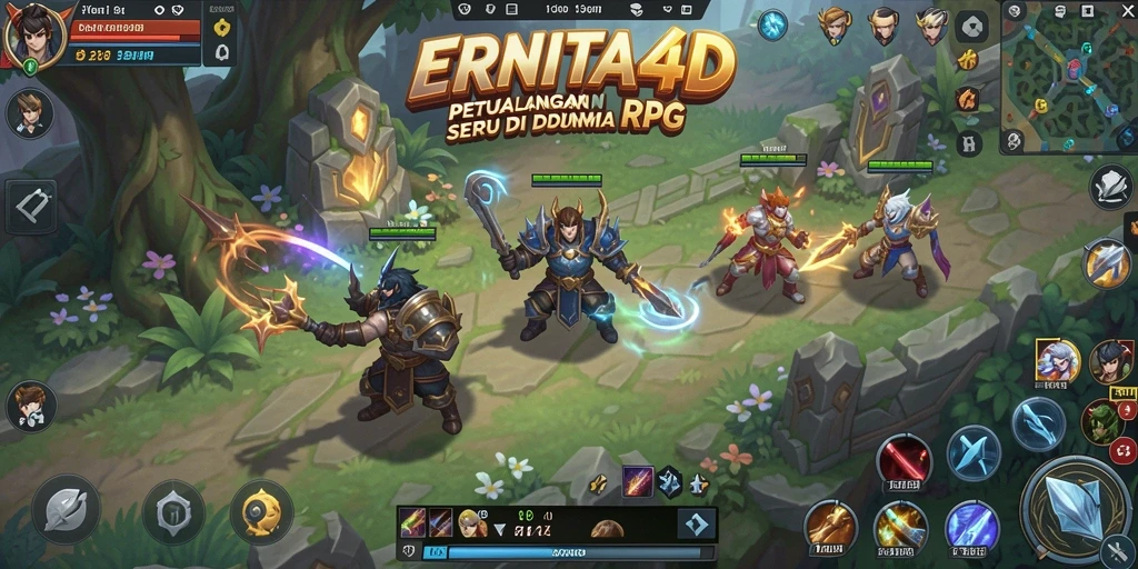 Screenshot utama ERNITA4D menampilkan pertarungan mendebarkan di dunia RPG.