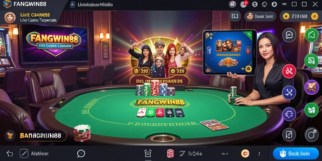Tampilan gameplay Live Casino FANGWIN88 dengan dealer langsung.