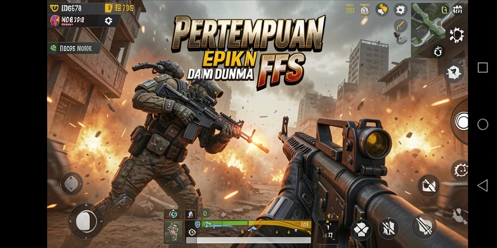 Screenshot menampilkan aksi seru dalam gameplay FPS ID678.