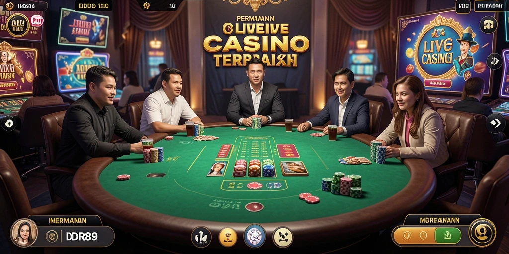 Gameplay menarik IDR89 dengan dealer langsung dan suasana kasino.