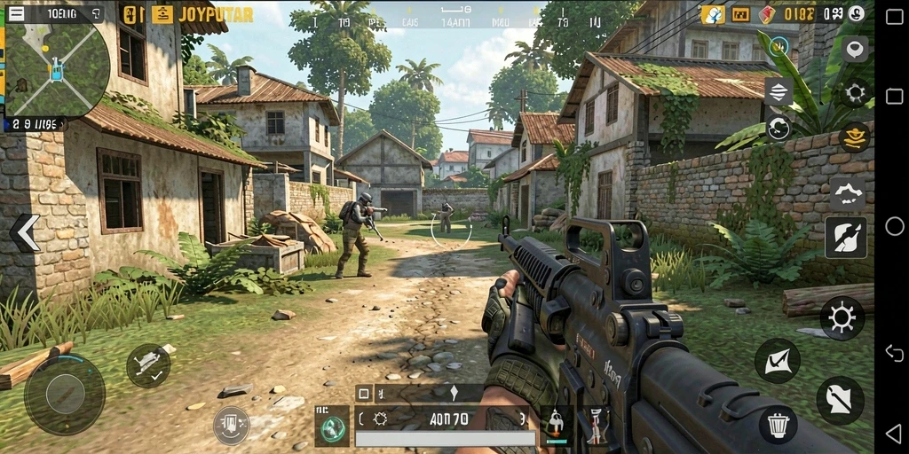 Menampilkan aksi seru dalam game TPS JOYPUTAR.