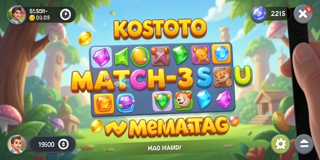 Tampilan seru gameplay KOSTOTO dengan tantangan Match-3.