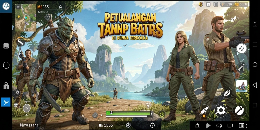 Tangkapan layar ME355 menampilkan petualangan seru di dunia terbuka.