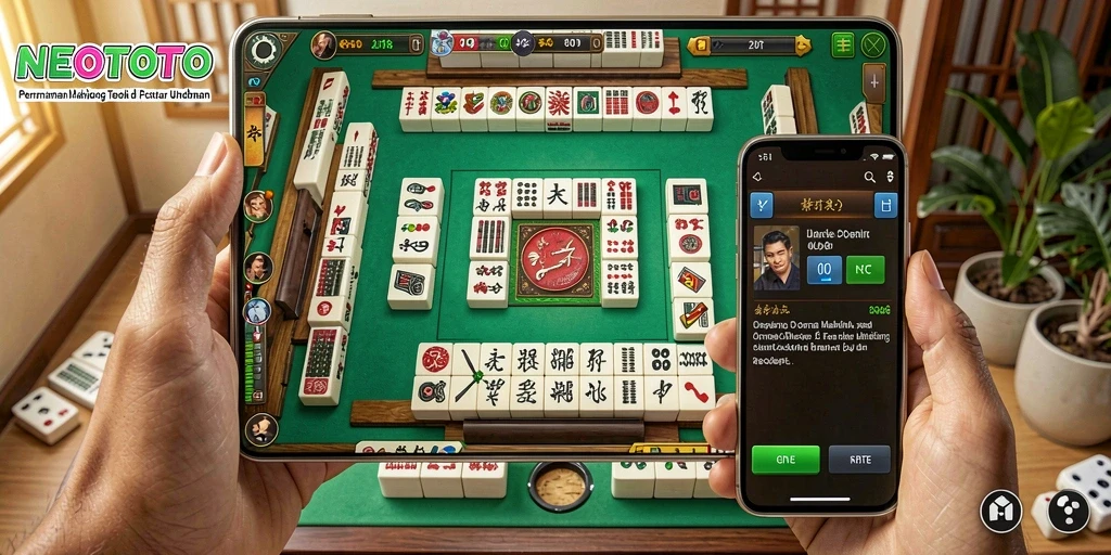 Screenshot gameplay NEOTOTO dengan ubin Mahjong yang menarik.