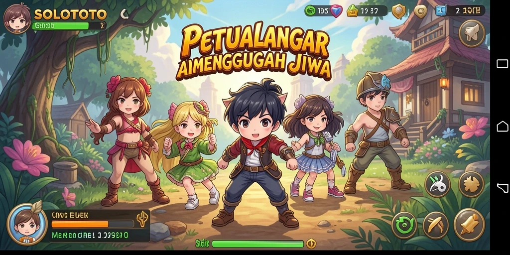 Screenshot menampilkan karakter anime dan pertempuran seru di SOLOTOTO.