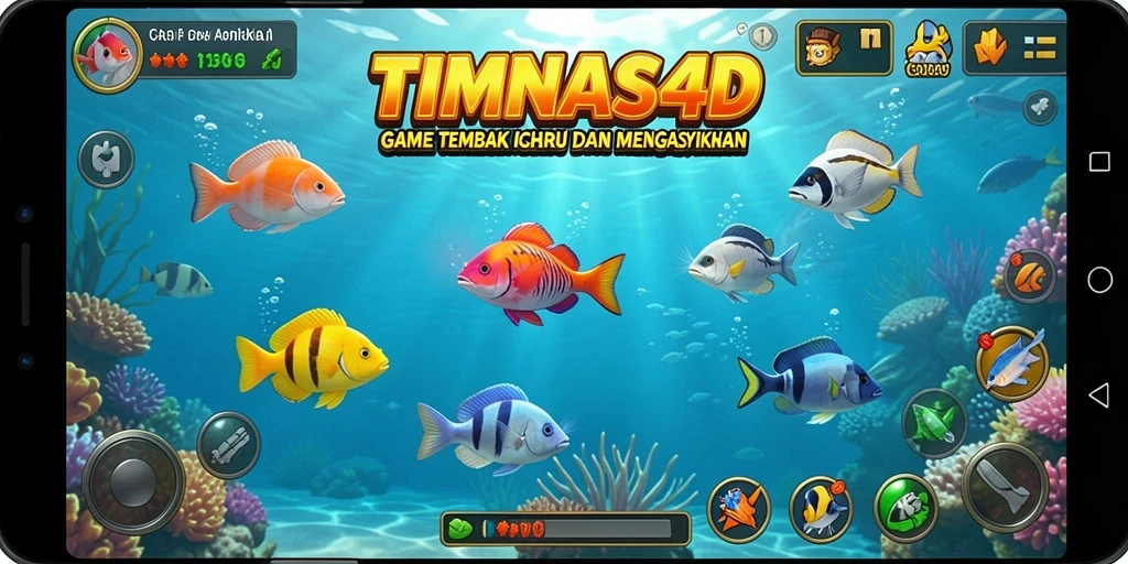 Tampilan gameplay menarik saat menangkap ikan berwarna-warni di TIMNAS4D.
